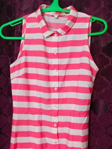 Striped Sleeveless Button-Up Dress