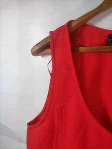 Mango Red Sleeveless Button-Front Blouse