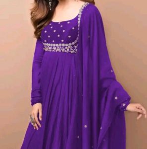 Elegant Purple Anarkali Kurta with Dupatta
