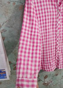 Pink Gingham Button-Up Shirt