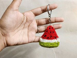 Crocheted twinkling Watermelon Keychain