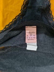 Women's Black Lace Trim Thong Panties