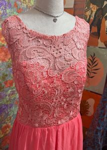Elegant Coral Lace Gown
