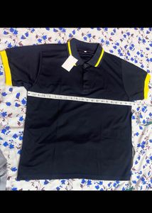 Men's Navy Polo T-Shirt with Yellow Accents