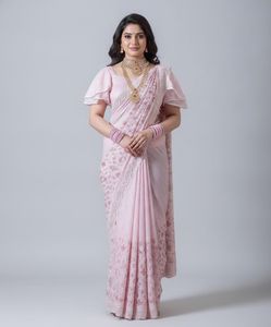 Baby pink saree with blouse