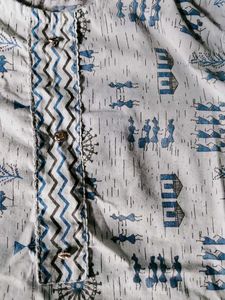 Blue &amp; White Printed Kurta with Patiala Pants