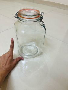 Large Vintage  Glass Clip Lid Jar