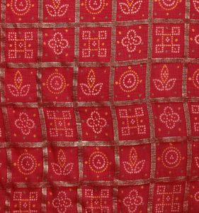 Price Drop - Maroon &amp; Beige Printed Bandhani Saree