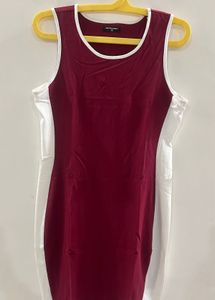 Burgundy & White Bodycon Dress
