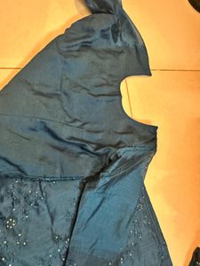 Embellished Teal Kurta with Dupatta