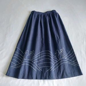 Charming Blue Skirt with Swan Embroidery 🪻
