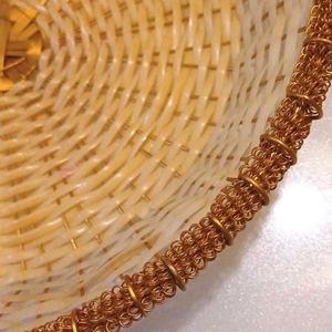 New Round Wire Basket With Gold Edge