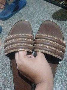 Sparkling Brown Flat Sandals