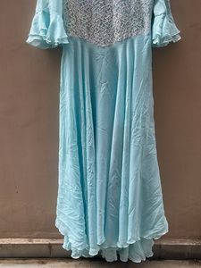Stunning Light Blue Lace Ethnic Gown