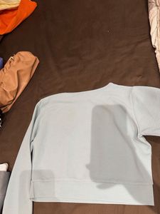 Light Blue Cropped Long Sleeve Top