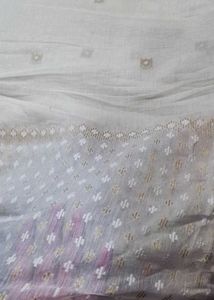 Stylish White &amp; Blue Geometric Print Dupatta