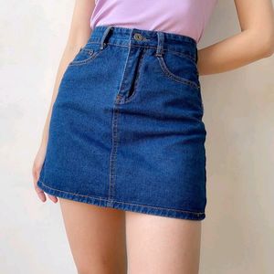 High Waisted Denim Mini Skirt
