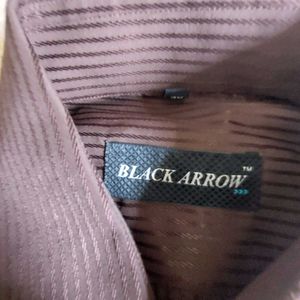 Men's Brown Striped Dress Shirt
