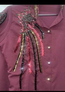 Burgundy Embellished Co-ord Set