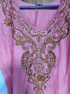 Elegant Pink Embroidered Kurta Set