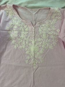 Embroidered Pink Kurta