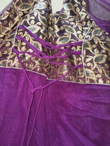 5 pieces readymade set stone work Purple Lehenga l