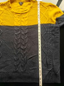 Men's Yellow &amp; Grey Cable Knit Sweater