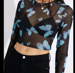 Butterfly Print Long Sleeve Top