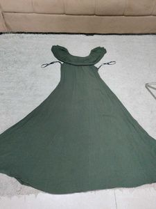 Olive Green Off-Shoulder Maxi Dress