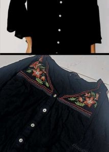 Embroidered Black Top /Tunic