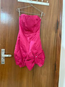Hot Pink Strapless Bubble party Dress