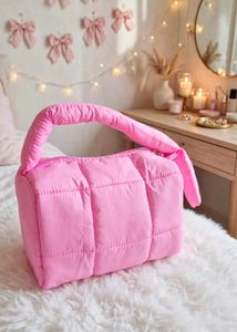 Pink Puffer Shoulder Bag