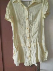Yellow Button-Down Shirt Dress