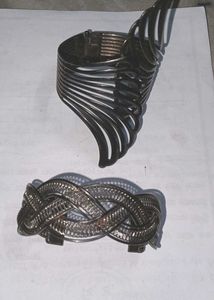 Unique Silver Tone oxidised Bangle Set