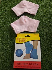 Gel Heel Socks - Toe-Free Design pink colour
