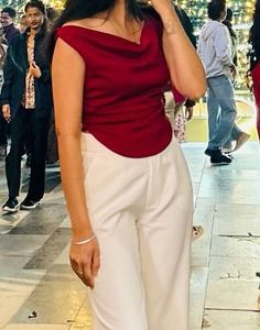 Red cowl neck Top