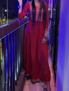 Vibrant Red Embroidered Kurta