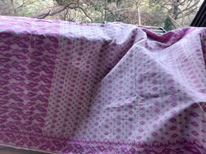 Magenta on white jamdani saree