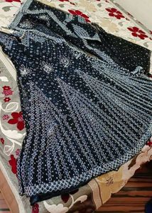 black semi fish cut lehenga