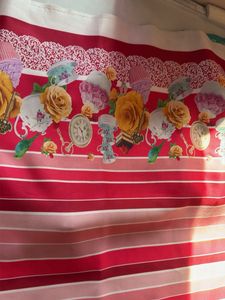 2mtr Imported Red Striped with Floral Border