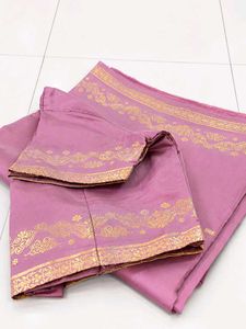 Beautiful Lavender Saree with Gold Border