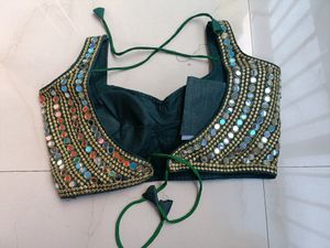 brand new mirror work backless blouse