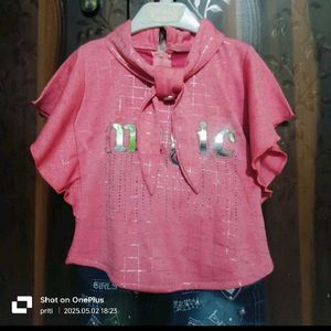 Girls Pink Top &amp; Denim Jeans Set
