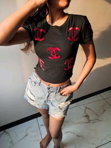 Women Black Crop Top