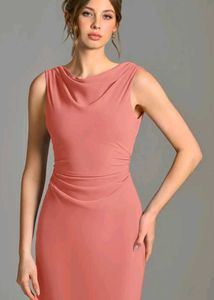Coral Cowl /Boat Neck Sleeveless Dress