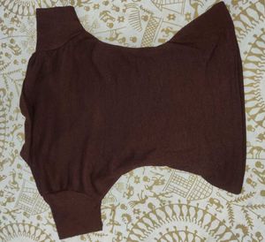 Brown Collared Crop Top