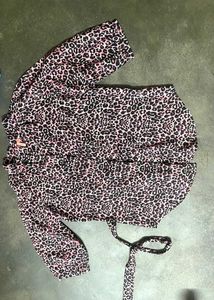 Pink Leopard Print Wrap Top