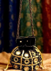Clutches 👉Mirror Embellished Drawstring Pouch Bag