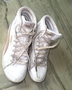 Puma White High-Top Sneakers