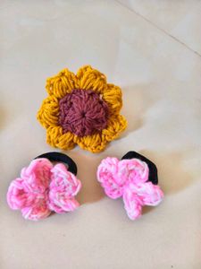 Handmade Crochet Flower Hair Ties